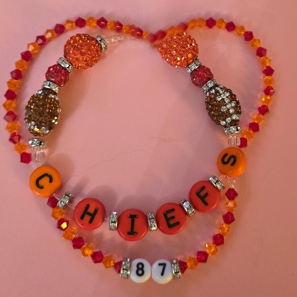 None Jewelry - Chiefs Football Swarovski Crystal Stretchy Friendship Bracelet Taylor Swift